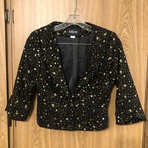 Collectif Black Cropped Blazer with Gold Stars
